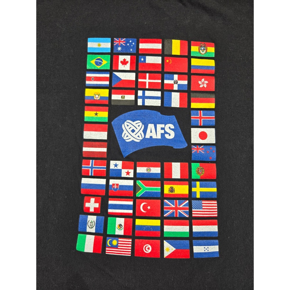 AFS Intercultural Programs World Flags Graphic T-Shirt Black Mens Medium JB - Picture 9 of 11